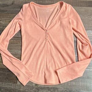 American Eagle  Long Sleeve V-Neck Top